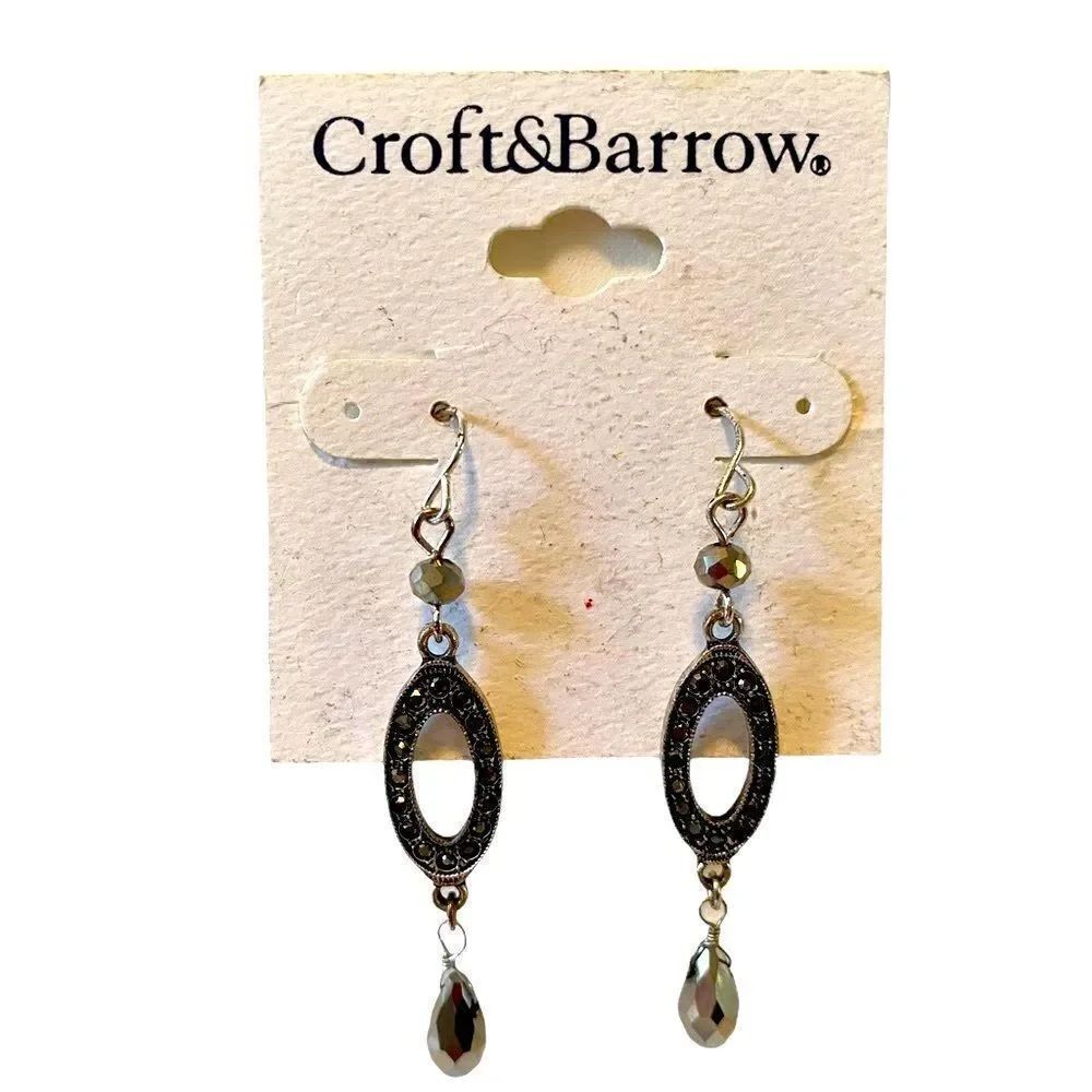 Croft & Borrow Black Pave Drop  Earrings.